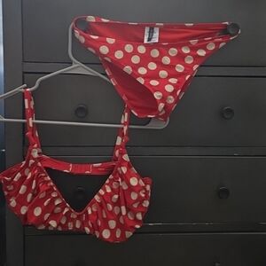 J. Crew Red and White Polka Dot Set